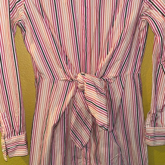 Calvin Klein Striped Shirtdress Front Tie Sz 2 - Picture 2 of 6
